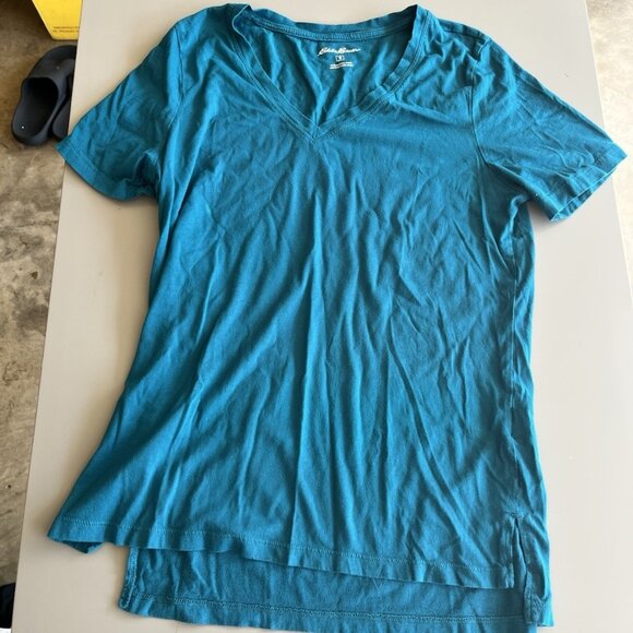 Eddie Bauer Women’s Small Blue T Shirt V Neck - Picture 1 of 6